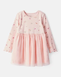 Toddler Girl Floral Print Long-Sleeve Dress - Pink