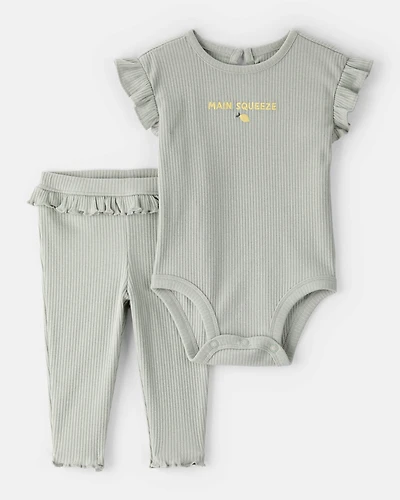 Baby Girl 'Main Squeeze' Bodysuit & Pant Set - Green