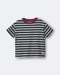 Toddler Relaxed Tee Stripes - Navy/Burgundy
