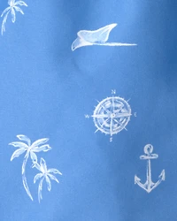 Toddler Boy Sailboat Swim Trunks - Blue