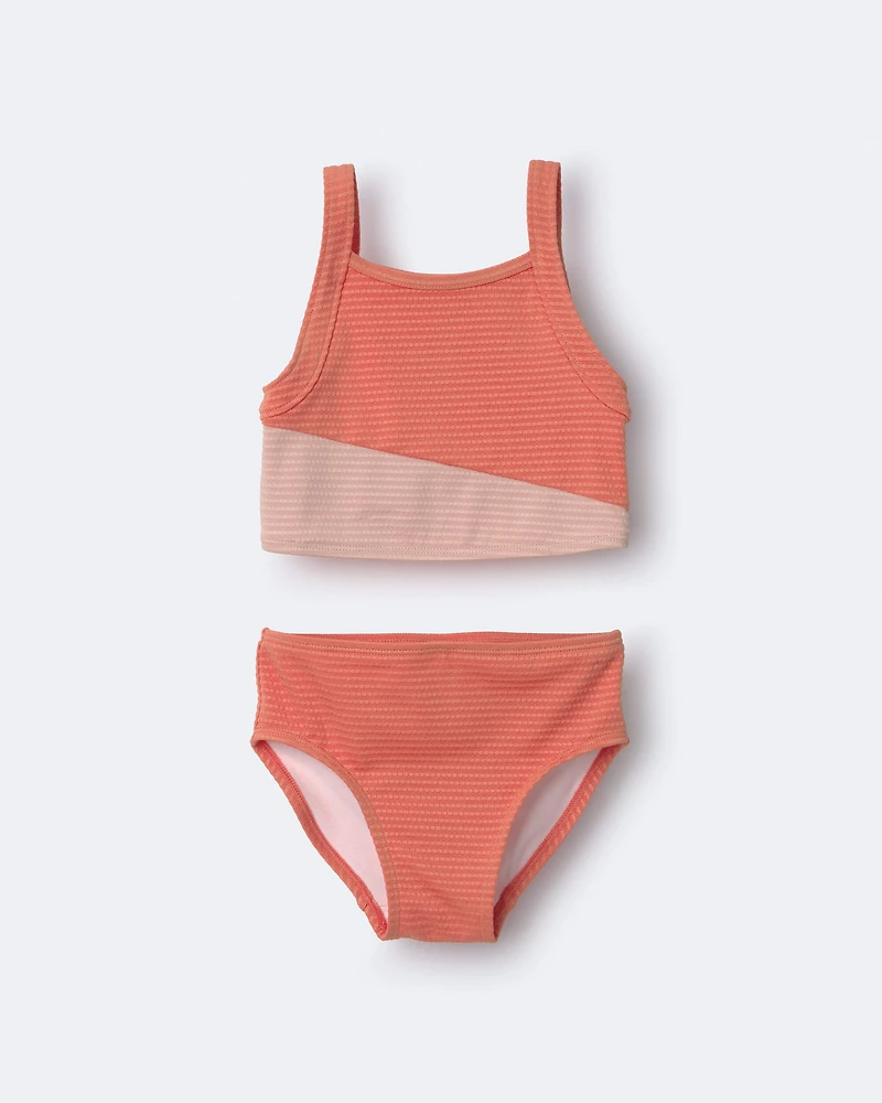 Toddler Girl colourblock Tankini Set - Orange