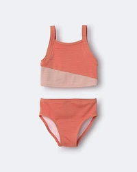Toddler Girl colourblock Tankini Set - Orange
