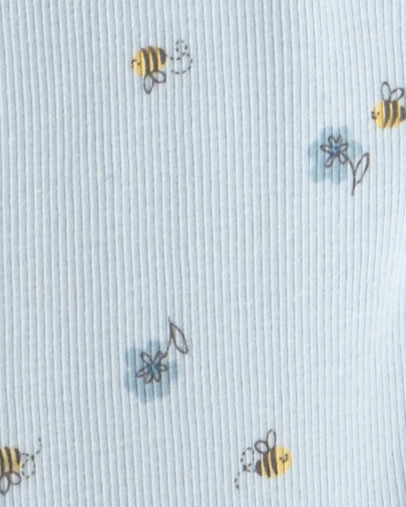 Baby Girl 2-Piece French Terry Top & Bee Pant Set - Blue