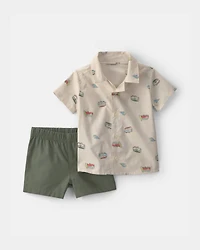Baby Boy 2-Piece Beachy Van Top & Short Set - Green
