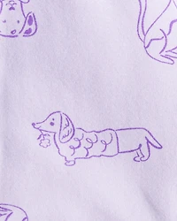 Baby Girl Dog Print Pull-On Flare Stretch Leggings - Purple