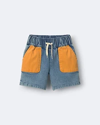 Toddler Colourblock Long-Line Short Denim