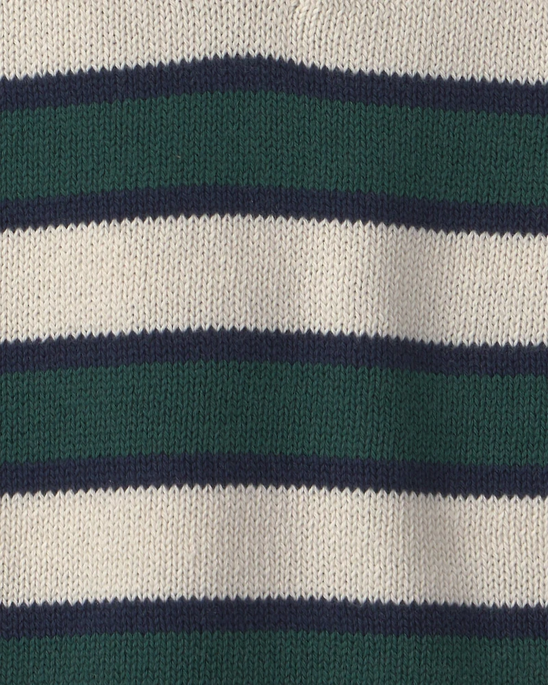 Toddler Boy Organic Cotton Sweater Knit Polo Stripes