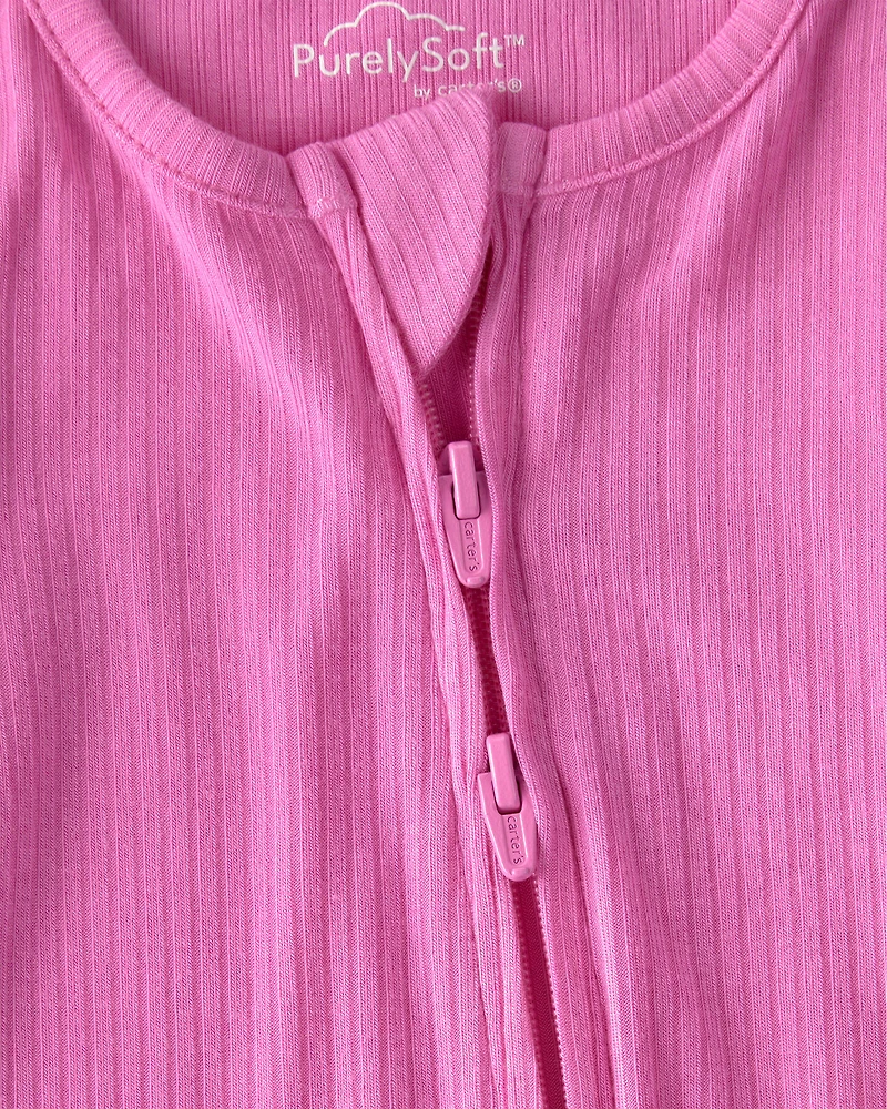 Baby Girl PurelySoft 2-Way Zip Snug Fit Sleeper - Pink