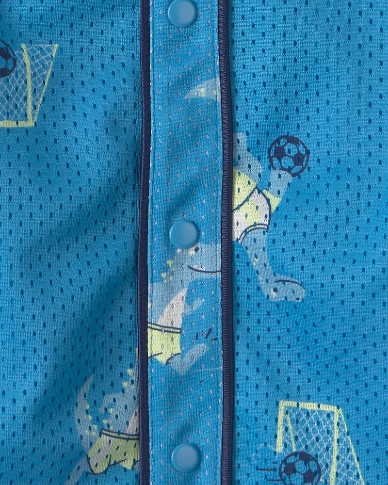 Toddler Boy Dinosaur Mesh Jersey - Blue