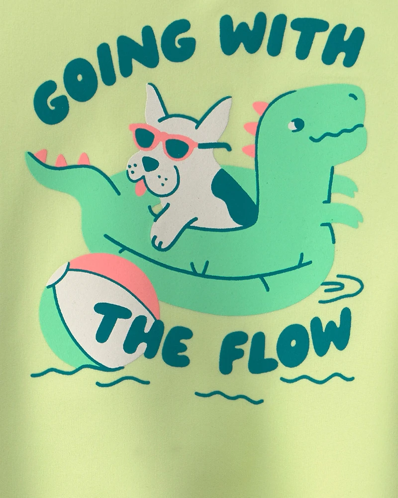 Baby Boy 2-Piece Dinosaur Rashguard Swimsuit Set - Green