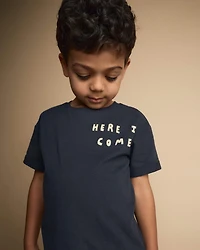 Toddler 'Here I Come' Rolled Cuff Tee - Navy