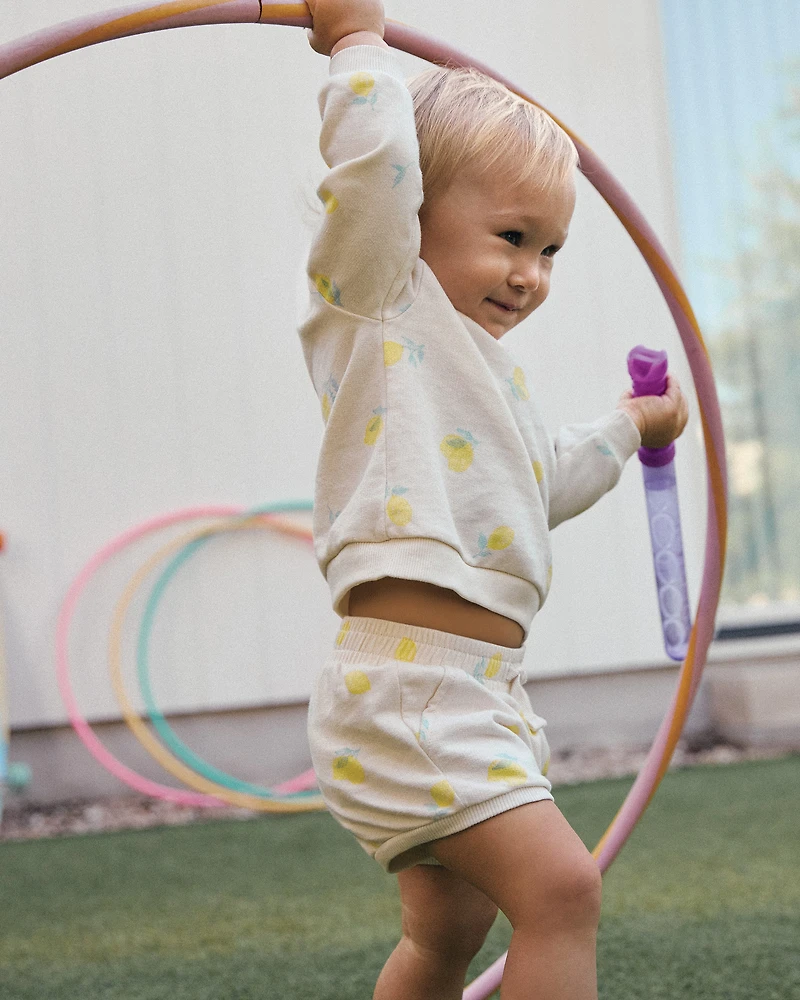 Baby Girl French Terry Shorts - Cream