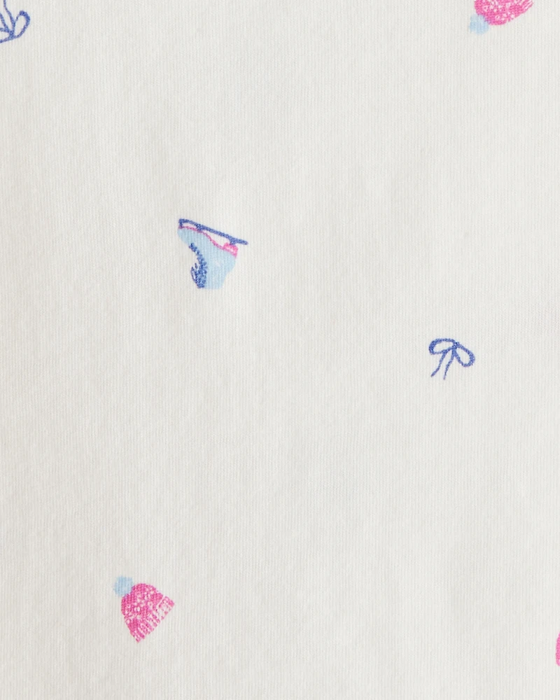 Toddler Girl Winter Print Long-Sleeve Top - White