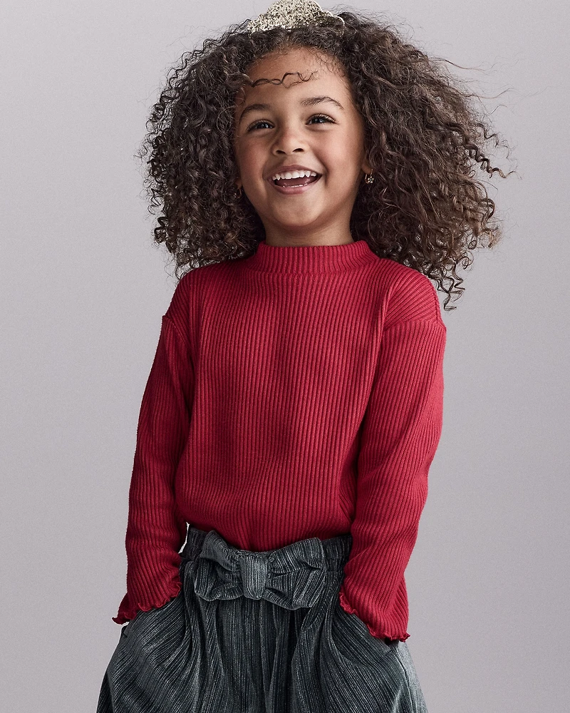 Toddler Girl Mock Neck Long-Sleeve Top - Red