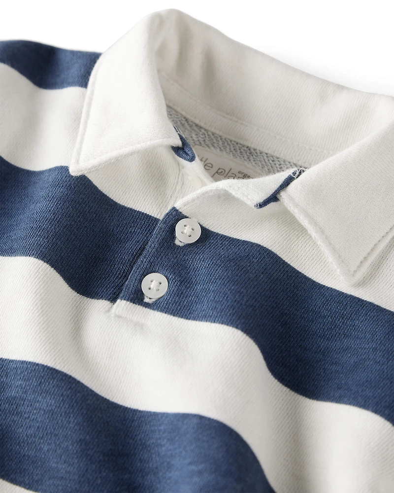 Baby Organic Cotton Henley Top Stripes