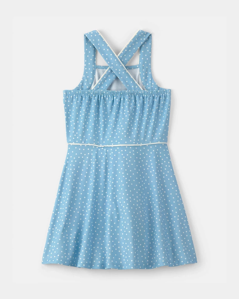 Girls Polka Dot Active Dress - Blue