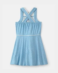 Girls Polka Dot Active Dress - Blue