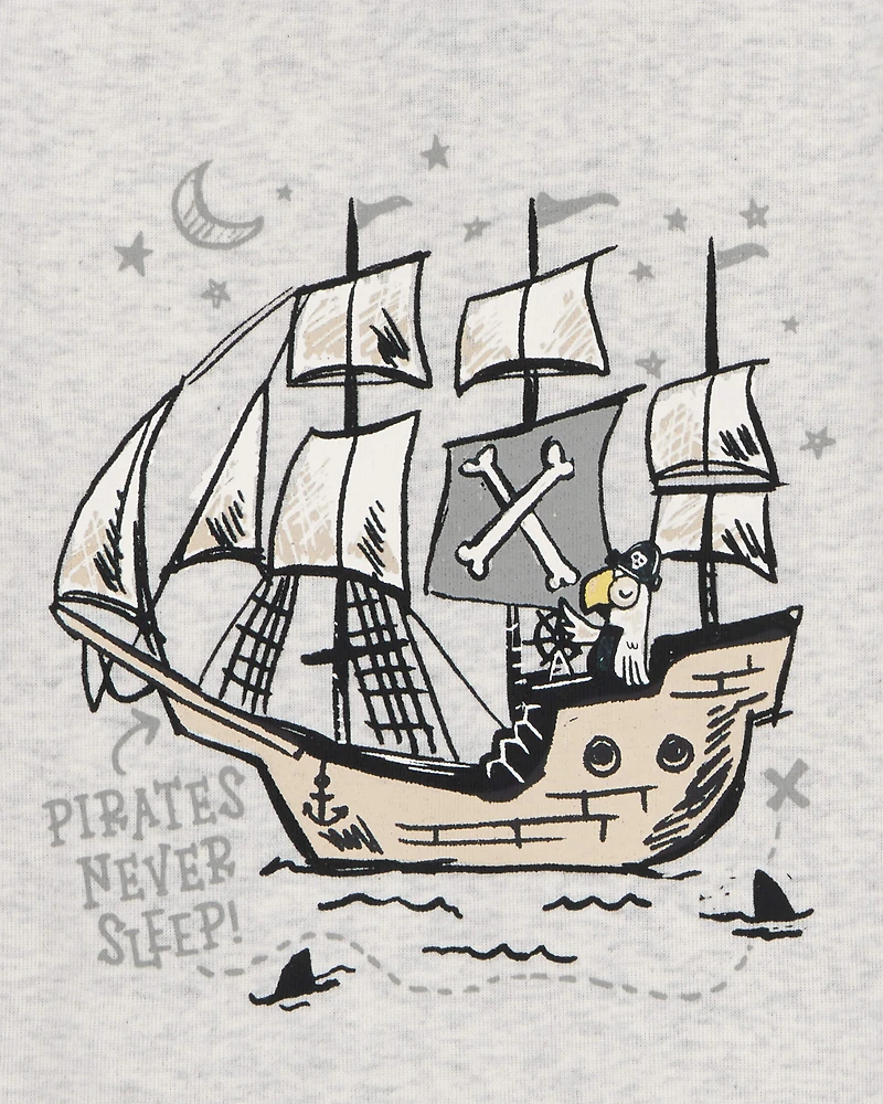 Baby Pirate Print Snug Fit Cotton 4-Piece Pyjamas