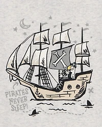 Baby Pirate Print Snug Fit Cotton 4-Piece Pyjamas
