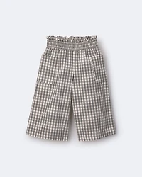 Toddler Girl Gingham Smocked Wide Leg Pant - Cream/Grey