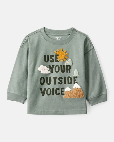 Baby Boy Use Your Outside Voice Long-Sleeve Graphic Tee - Green
