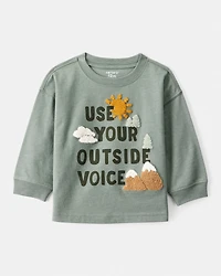 Baby Boy Use Your Outside Voice Long-Sleeve Graphic Tee - Green