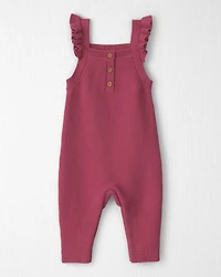 Baby Girl Organic Cotton Sweater Knit Overalls