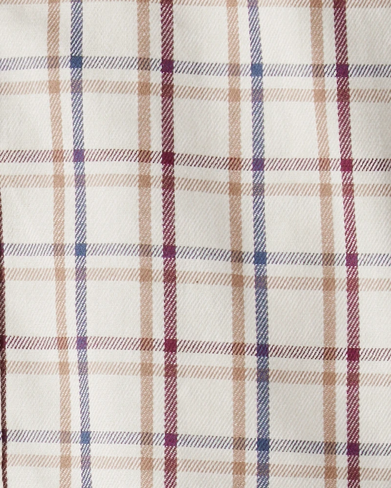 Baby Boy 2-Piece Plaid Shirt & Pant Set - Maroon/Ivory