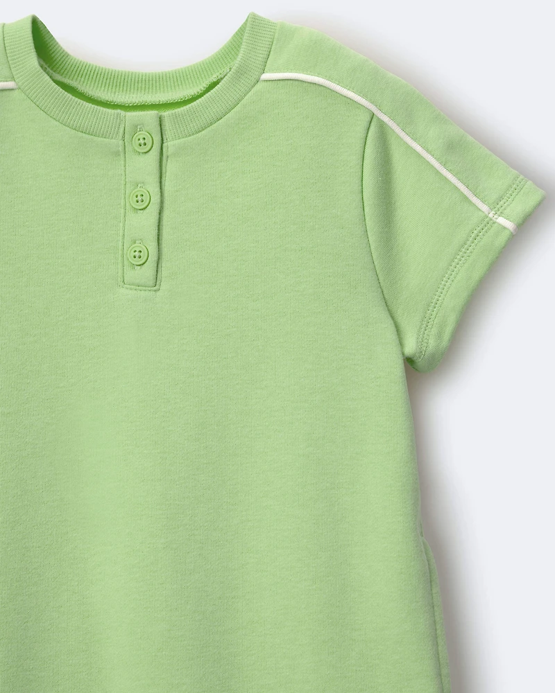 Toddler Girl Henley T-Shirt Dress - Lime Green