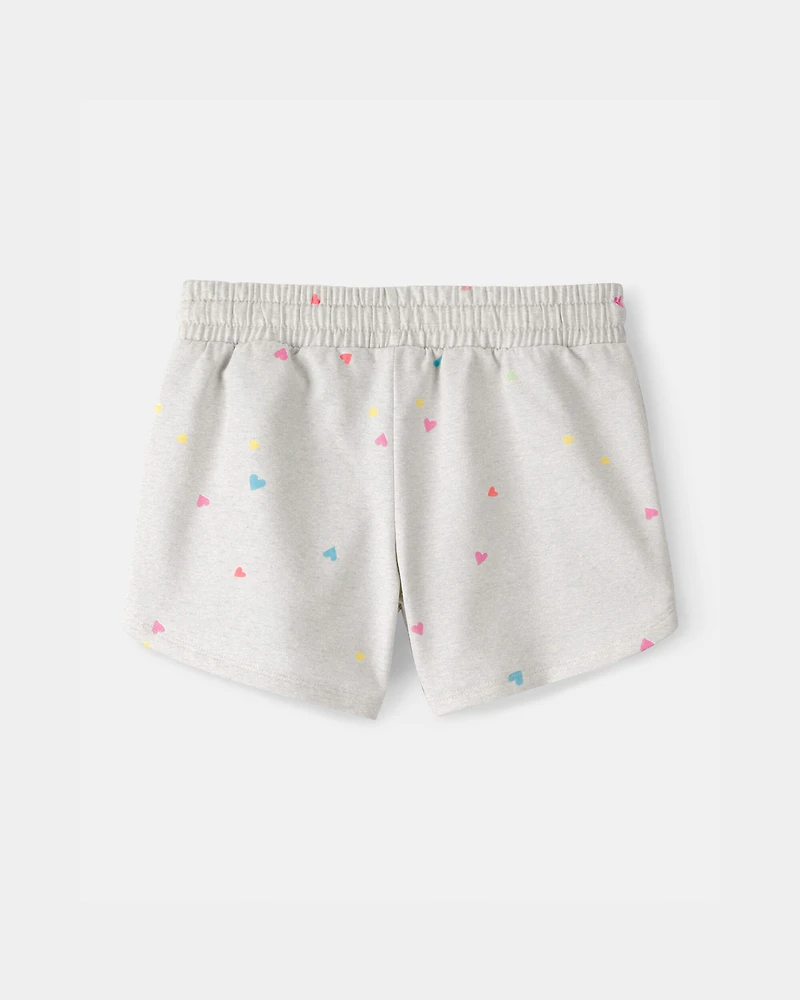 Girls Heart French Terry Shorts - Grey