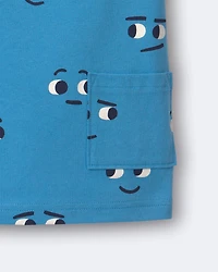 Toddler Otter Pocket Tee Face Print - Blue