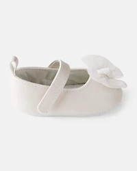 Baby Girl Tulle Bow Dress Shoes - White