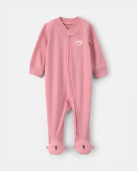Baby Girl Koala Cotton 2-Way Zip Sleeper - Pink