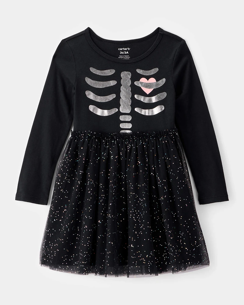 Toddler Halloween Skeleton Tulle Dress