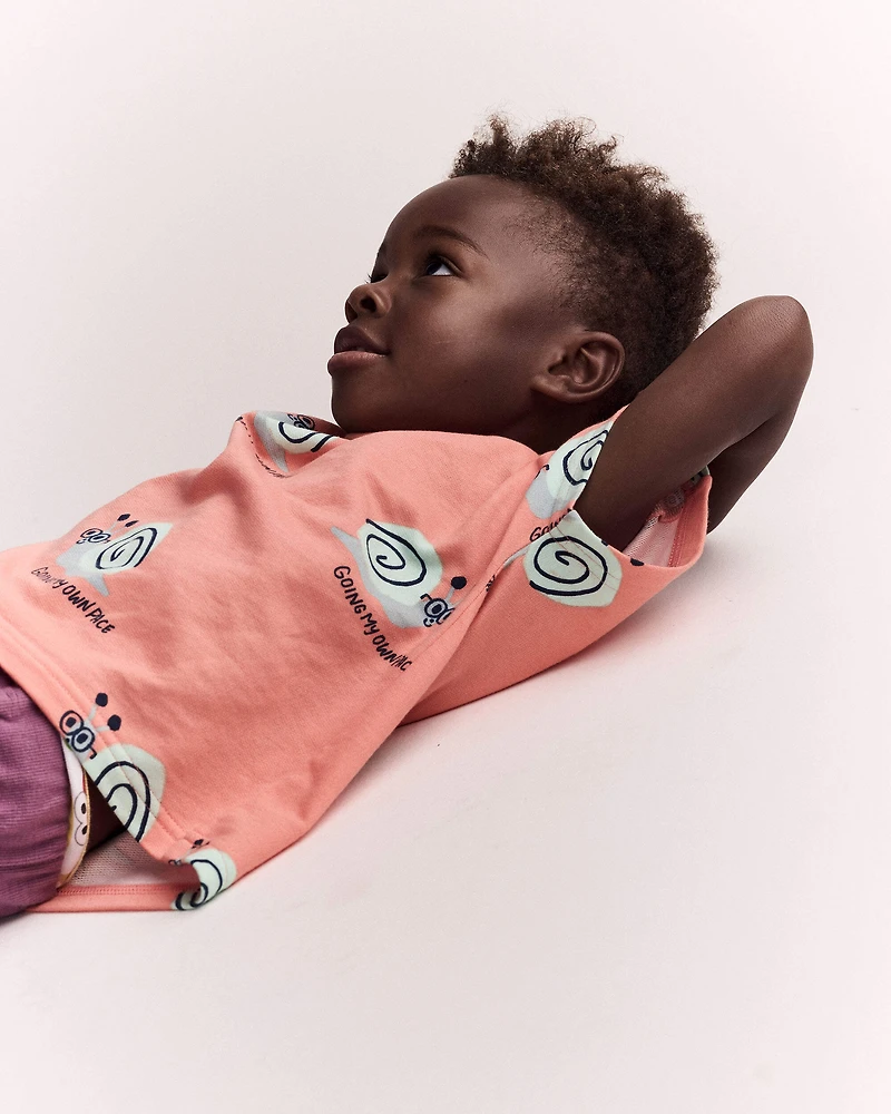 Toddler Boy Snail Dolman Tee - Orange