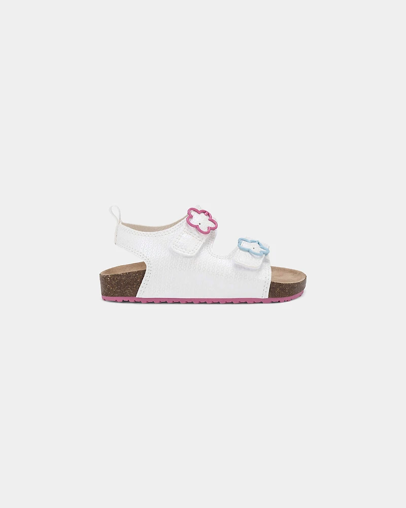 Toddler Girl Flower Sandals - White