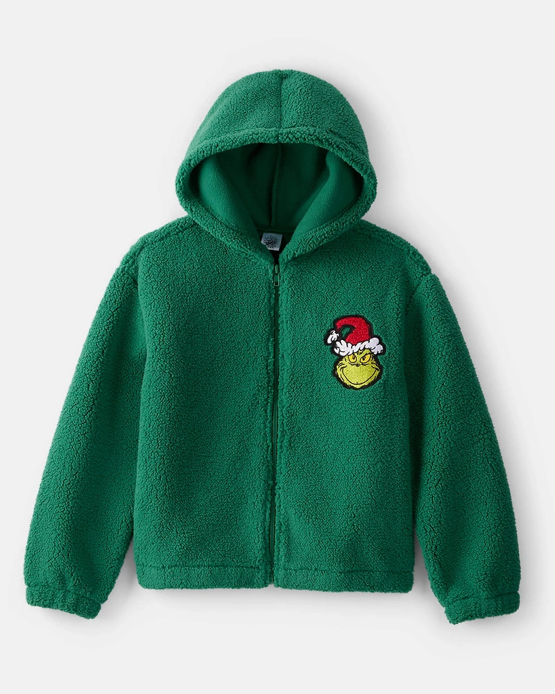 Kid Dr. Seuss™ The Grinch Sherpa Hooded Zip-Up Jacket - Green