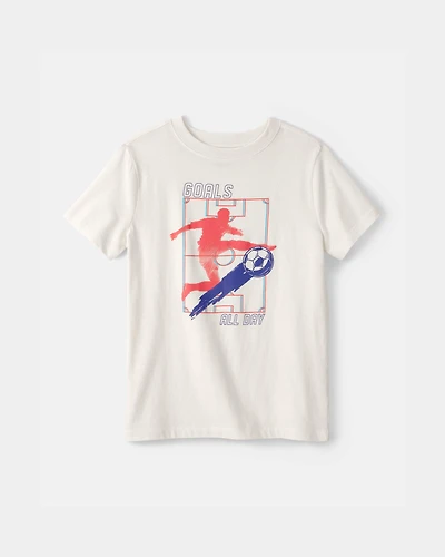 Kids Soccer Graphic Tee - White
