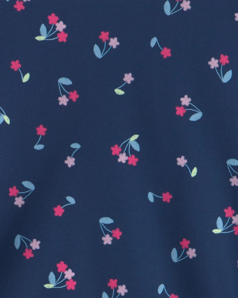 Girls Floral Active Tank Top - Navy