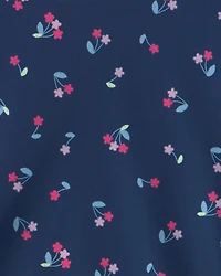 Girls Floral Active Tank Top - Navy