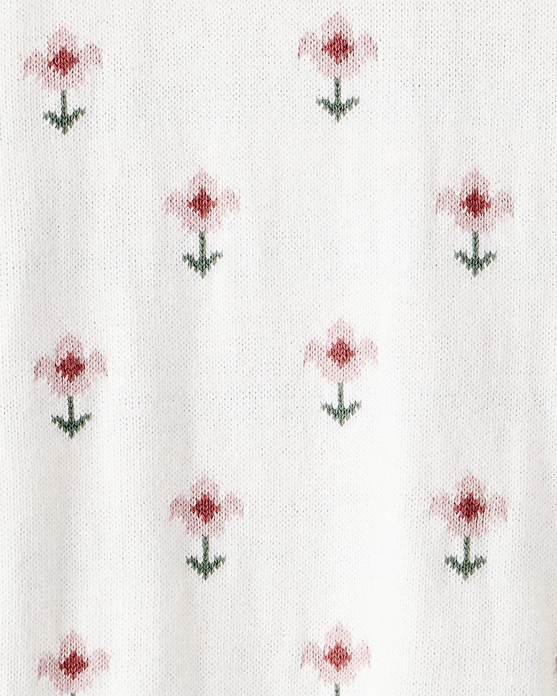 Girls Organic Cotton Sweater Knit Wildflower Maze Print