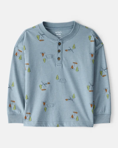 Toddler Boy Long-sleeve Camping Tee - Blue