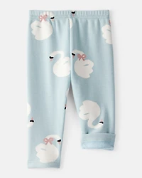 Baby Girl Swan Pull-On Stretch Cozy Leggings - Blue