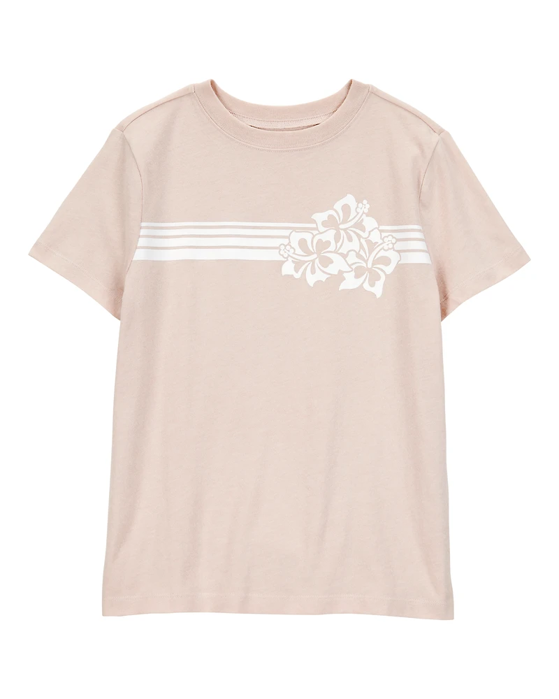 Boys Floral Short-Sleeve Graphic Tee - Khaki