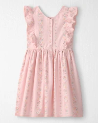 Girls Ruffle Dress Made with Organic Cotton Spring Garden Print