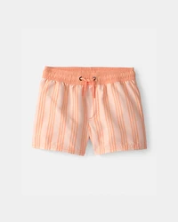 Toddler Boy Striped Swim Trunks - Orange