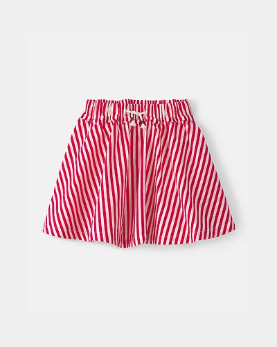 Girls Striped Skort - Red/White