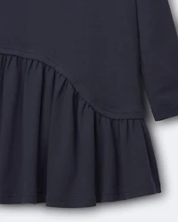 Toddler Girl Ribbed Long-Sleeve Asymmetrical Dress - Navy
