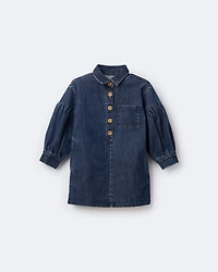 Toddler Girl Puff-Sleeve Denim Dress - Blue
