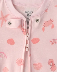 Baby Girl Seashell 100% Cotton Snug Fit 1-Piece pyjama - Pink
